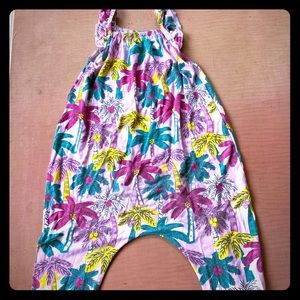 Tropical print sleeveless jumpsuit